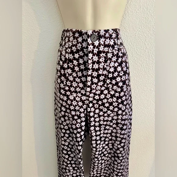 Anthropologie Maeve Sz 28 Tall Colette Cropped Wide Leg Velvet Pants Star Print